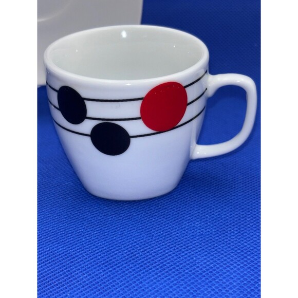 VTG Arcopal France MCM Espresso Cup & Saucer, Black, Red White Music Note Design - Picture 5 of 8